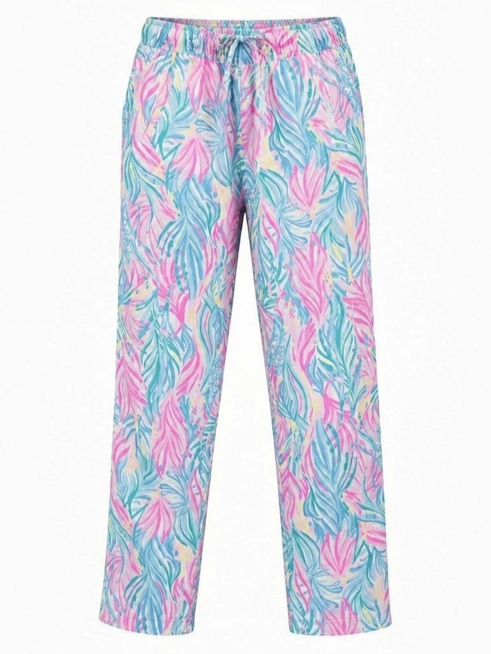 Lilly Pulitzer Straight Leg Floral Pants in Blue & Pink Size Small Like New